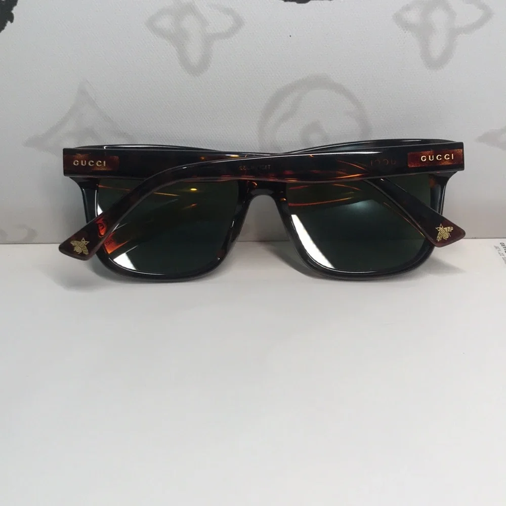 Gucci Tortoise Shell Sunglasses with Green Lenses GG0158SN 002